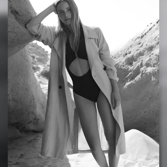 ZARA | Light Beige | LINEN BLEND BELTED TRENCH - Picture 9 of 11